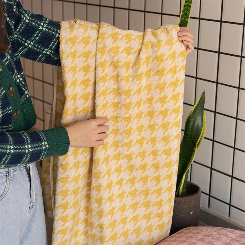 Combed Cotton Houndstooth Jacquard Face Towel