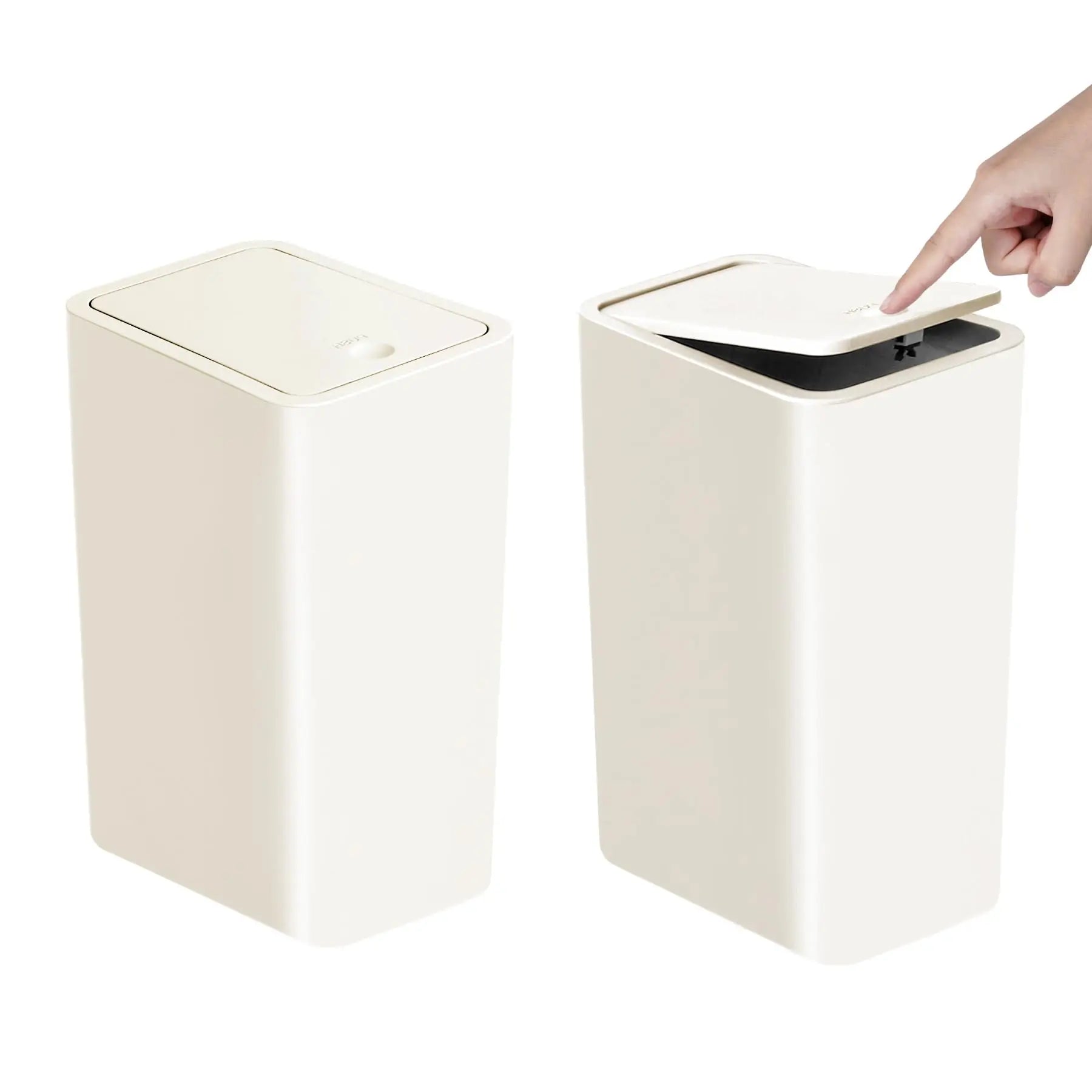 Compact Odor-Control Push-Lid Bathroom Trash Can (2.6 Gallon)