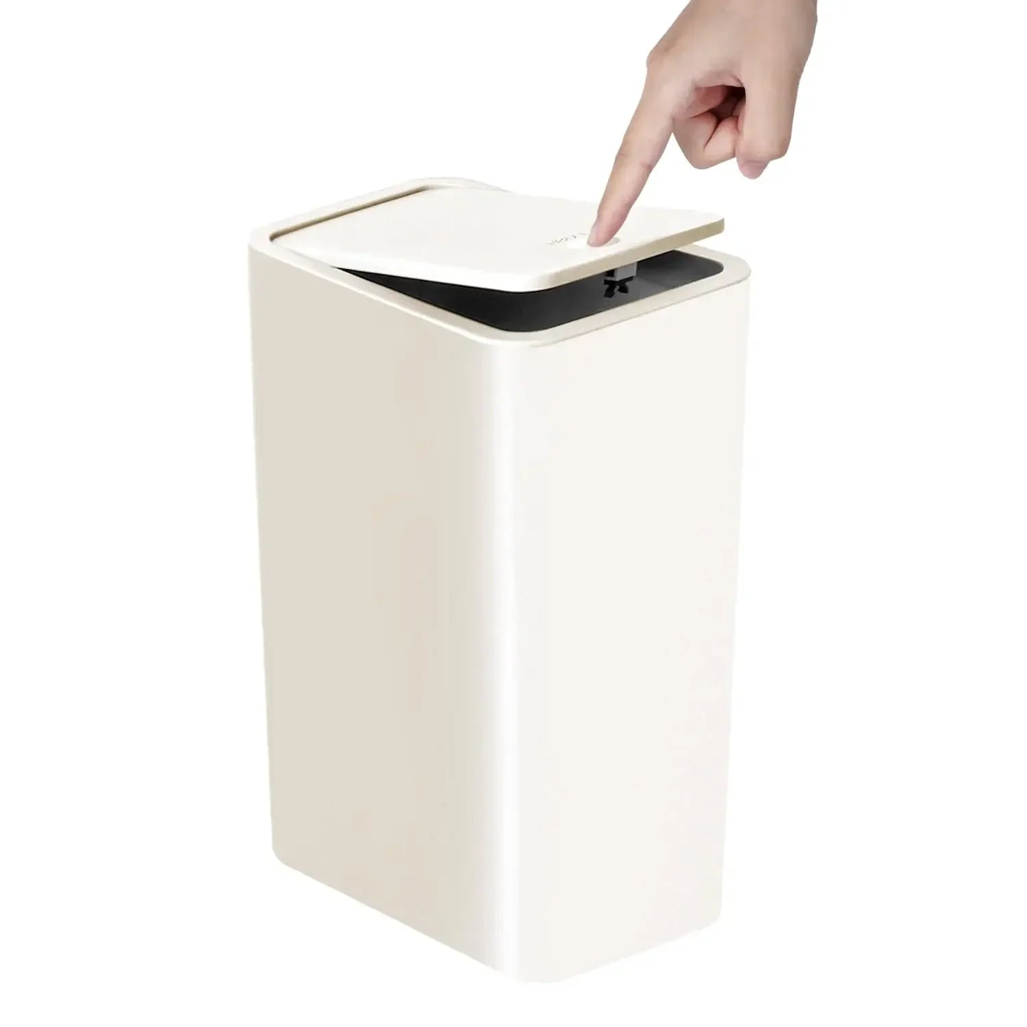 Compact Odor-Control Push-Lid Bathroom Trash Can (2.6 Gallon)