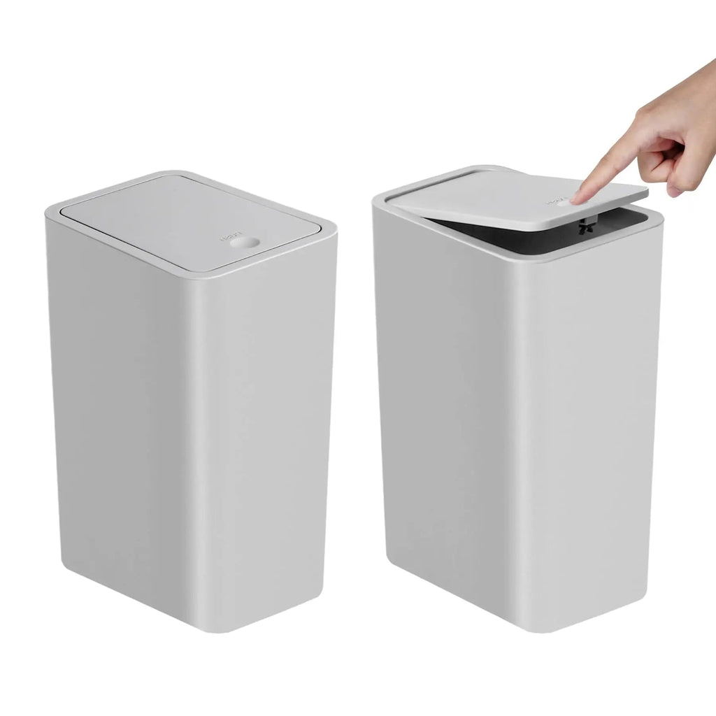 Compact Odor-Control Push-Lid Bathroom Trash Can (2.6 Gallon)