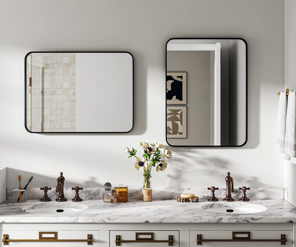 Copper-Free HD Glass Black Metal Wall Mirror (24 x 32 in)