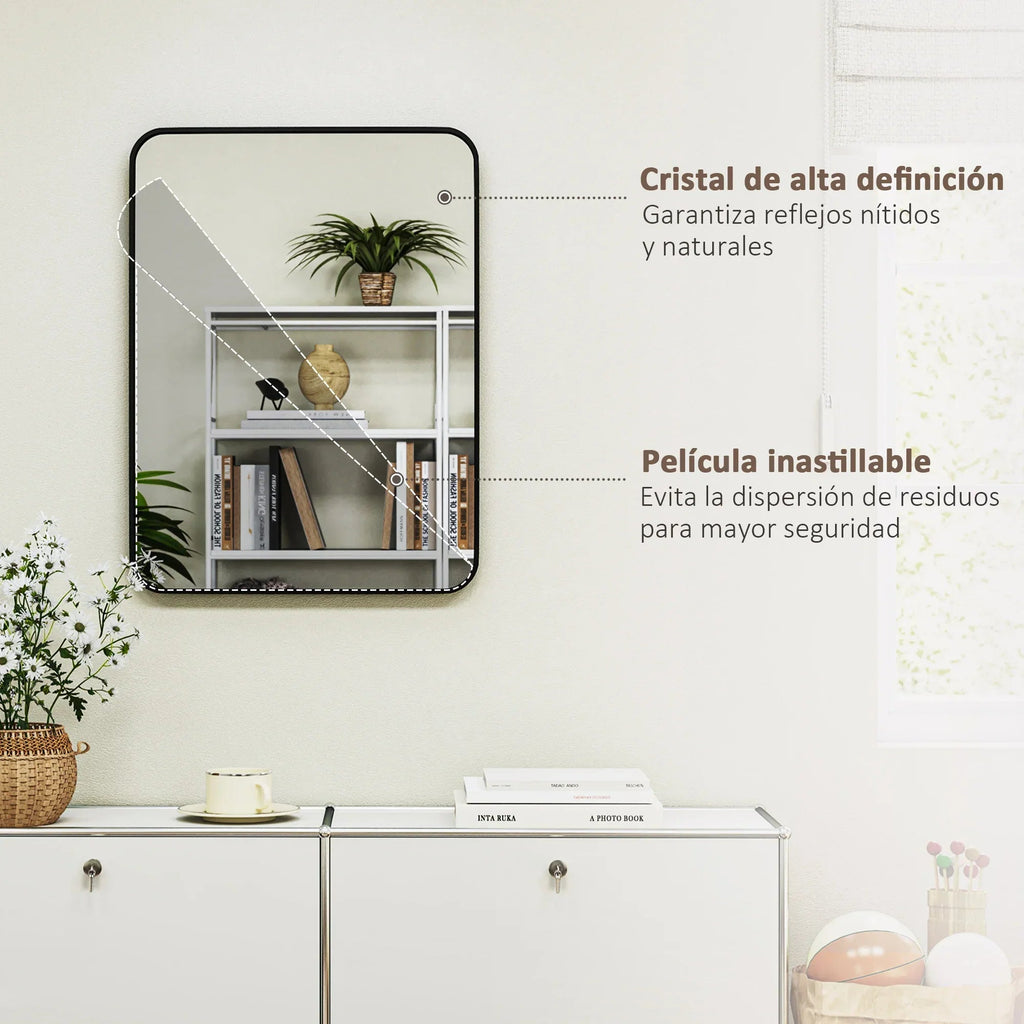 Copper-Free HD Glass Black Metal Wall Mirror (24 x 32 in)