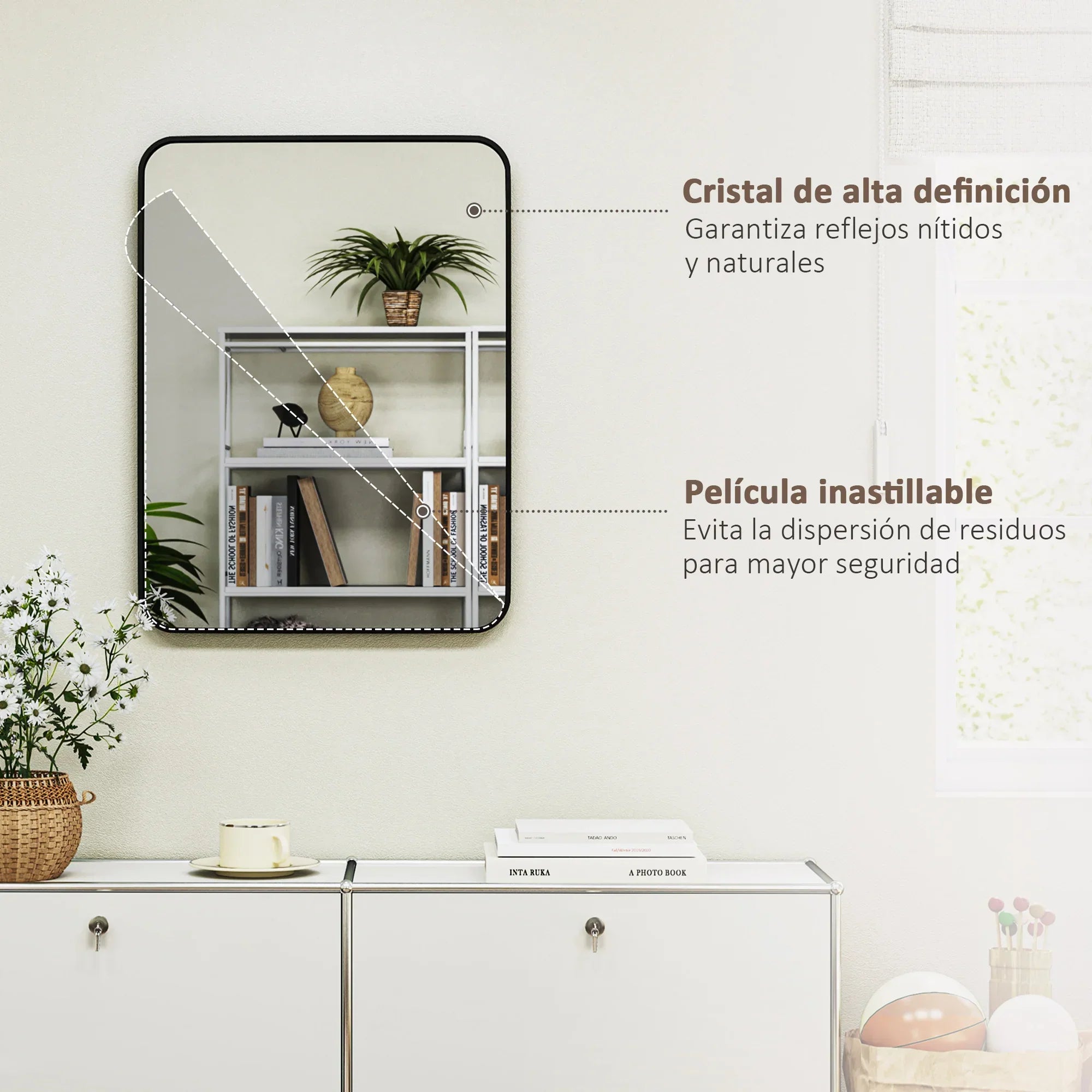 Copper-Free HD Glass Black Metal Wall Mirror (24 x 32 in)