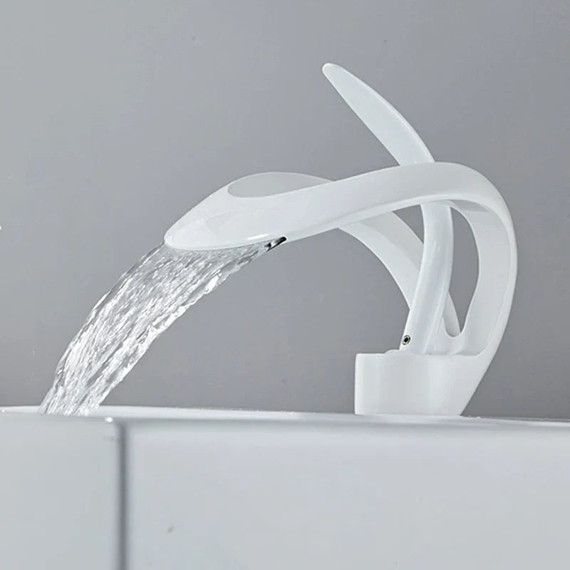 Corrosion-Resistant Brass Waterfall Bathroom Faucet (Single-Hole Deck-Mount)