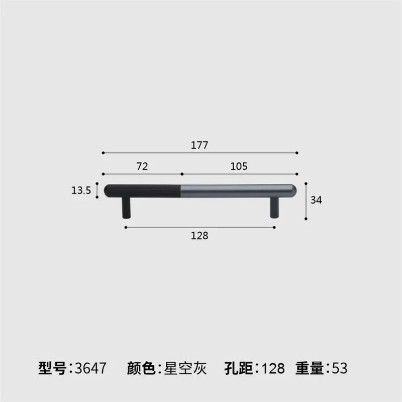 Corrosion-Resistant Matte Black Aluminum Cabinet Handle (Multiple Hole Spacings)