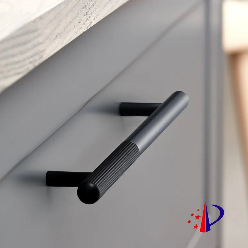 Corrosion-Resistant Matte Black Aluminum Cabinet Handle (Multiple Hole Spacings)