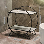 Corrosion-Resistant Metal Two-Tier Vanity Organizer (Removable Marble-Style Ceramic Trays)