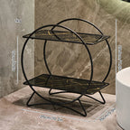 Corrosion-Resistant Metal Two-Tier Vanity Organizer (Removable Marble-Style Ceramic Trays)