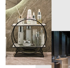 Corrosion-Resistant Metal Two-Tier Vanity Organizer (Removable Marble-Style Ceramic Trays)