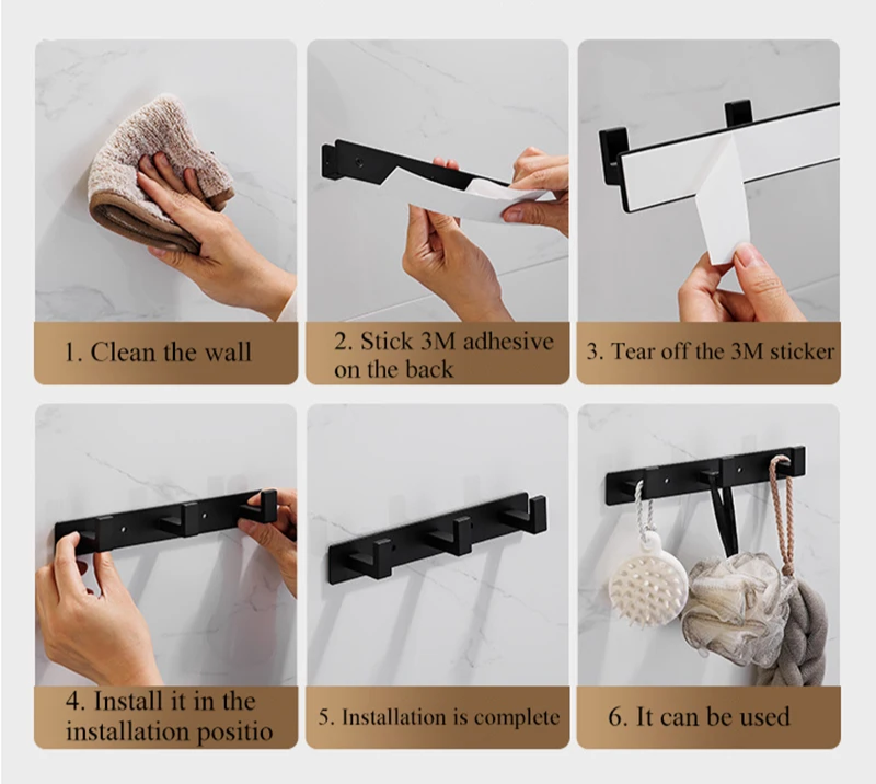 Corrosion-Resistant Stainless Steel Wall-Mounted Coat Rack (3–5 Hooks)