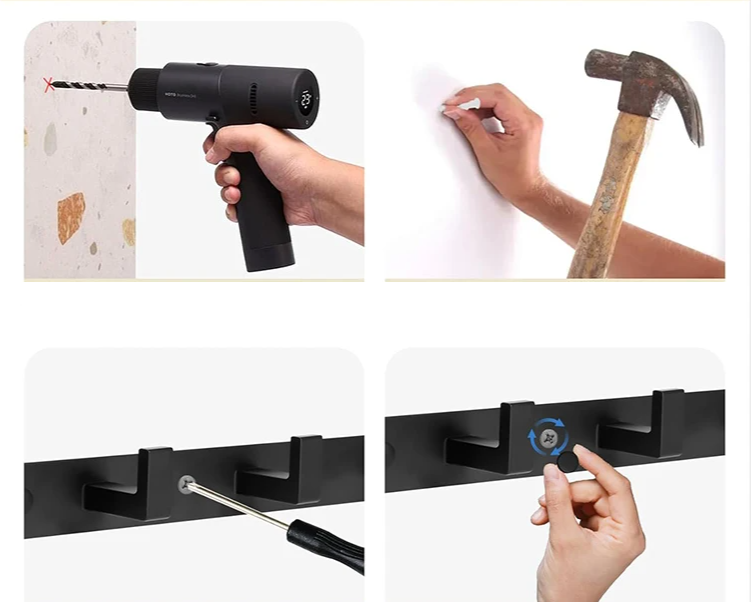 Corrosion-Resistant Stainless Steel Wall-Mounted Coat Rack (3–5 Hooks)