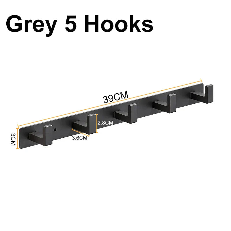 Corrosion-Resistant Stainless Steel Wall-Mounted Coat Rack (3–5 Hooks)