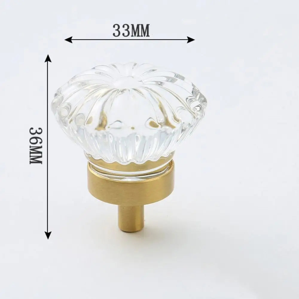Crystal Glass & Champagne Gold Cabinet Knob (Screw Included)