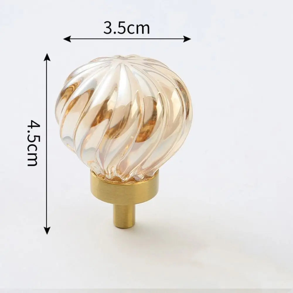 Crystal Glass & Champagne Gold Cabinet Knob (Screw Included)