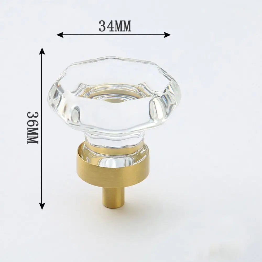 Crystal Glass & Champagne Gold Cabinet Knob (Screw Included)