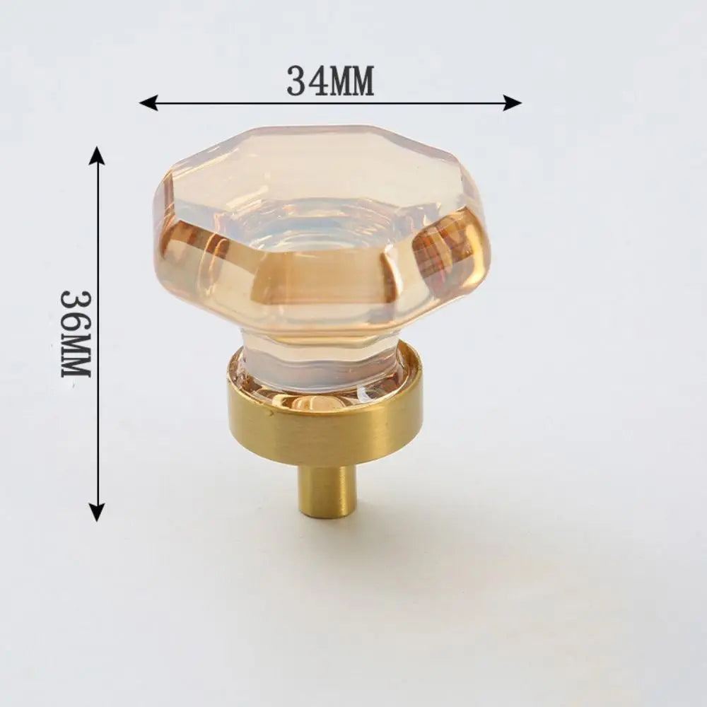 Crystal Glass & Champagne Gold Cabinet Knob (Screw Included)
