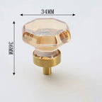 Crystal Glass & Champagne Gold Cabinet Knob (Screw Included)