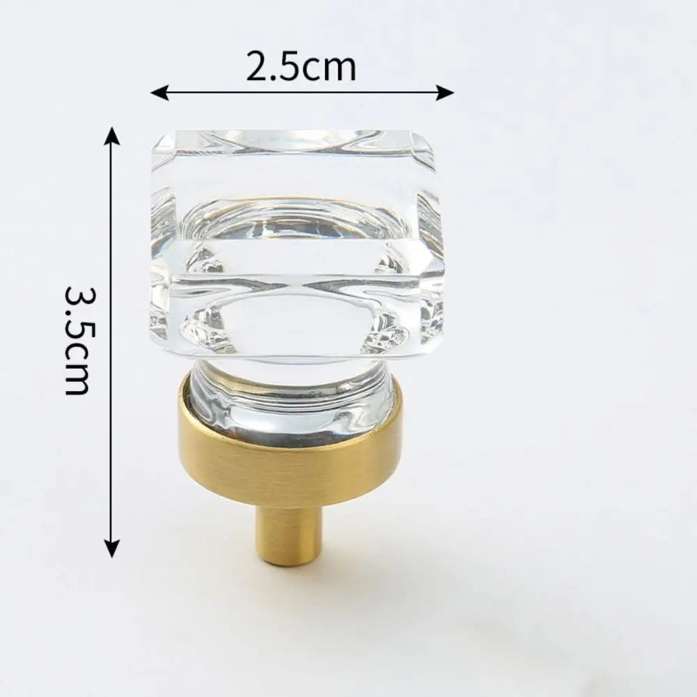 Crystal Glass & Champagne Gold Cabinet Knob (Screw Included)