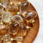 Crystal Glass & Champagne Gold Cabinet Knob (Screw Included)