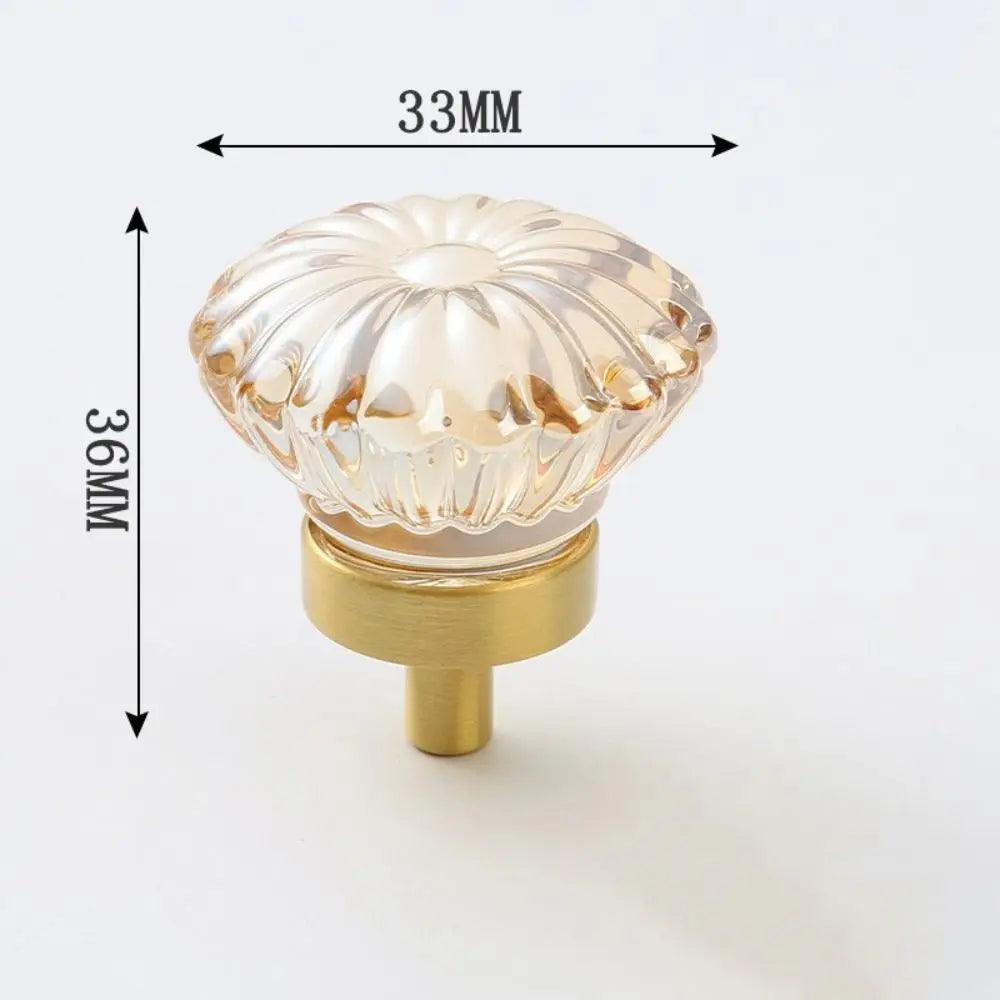 Crystal Glass & Champagne Gold Cabinet Knob (Screw Included)