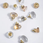 Crystal Glass & Champagne Gold Cabinet Knob (Screw Included)