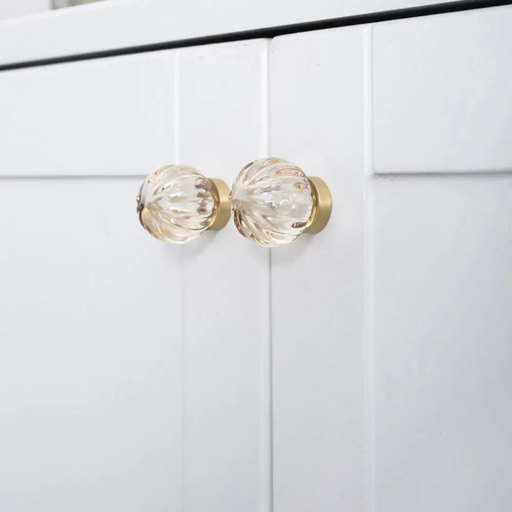 Crystal Glass & Champagne Gold Cabinet Knob (Screw Included)
