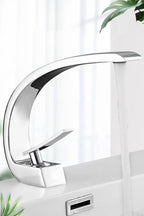 Curved Brass Single-Handle Bathroom Sink Faucet