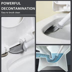 Dense Bristles & Ventilated Quick-Dry Holder Toilet Brush Set (Matte Black)