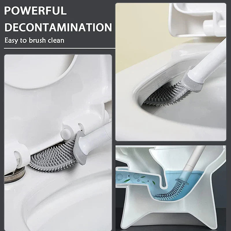 Dense Bristles & Ventilated Quick-Dry Holder Toilet Brush Set (Matte Black)