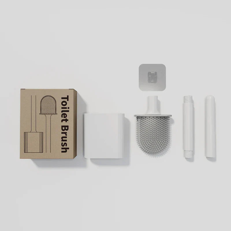 Dense Bristles & Ventilated Quick-Dry Holder Toilet Brush Set (Matte Black)