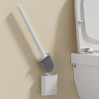 Dense Bristles & Ventilated Quick-Dry Holder Toilet Brush Set (Matte Black)