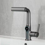Digital Temperature Display Waterfall Bathroom Sink Faucet (Up/Down Adjustable)