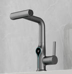 Digital Temperature Display Waterfall Bathroom Sink Faucet (Up/Down Adjustable)