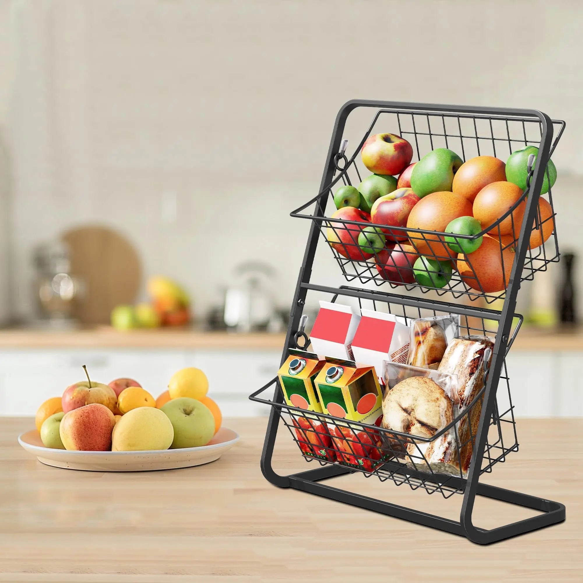 Double-Tier Rust-Resistant Carbon Steel Countertop Organizer