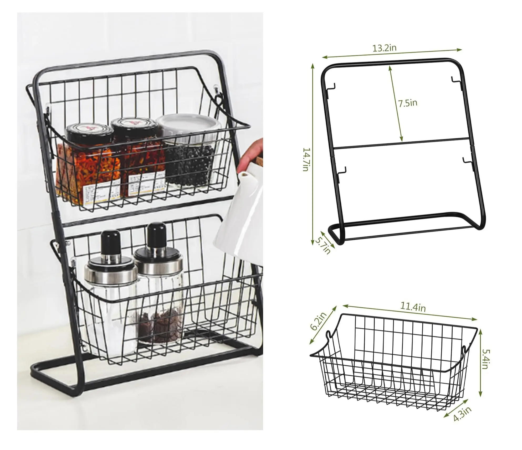 Double-Tier Rust-Resistant Carbon Steel Countertop Organizer
