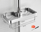 Drill-Free Adhesive Double-Tier Rustproof Aluminum Shower Caddy (With Towel Bar)