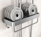 Drill-Free Adhesive Double-Tier Rustproof Aluminum Shower Caddy (With Towel Bar)