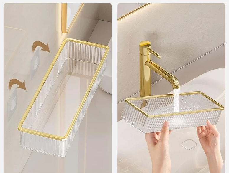 Drill-Free Clear Acrylic Corner Wall Shelf