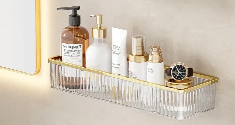 Drill-Free Clear Acrylic Corner Wall Shelf