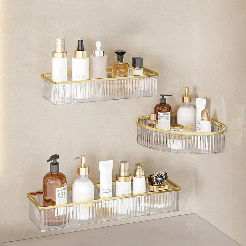 Drill-Free Clear Acrylic Corner Wall Shelf