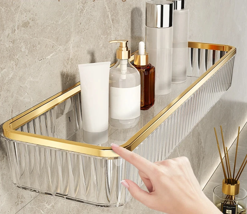 Drill-Free Clear Acrylic Corner Wall Shelf