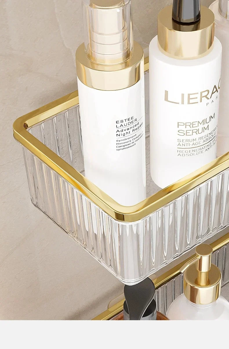 Drill-Free Clear Acrylic Corner Wall Shelf