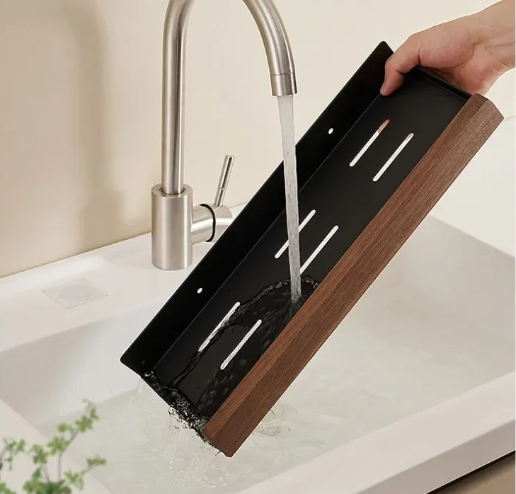 Drill-Free Metal & Wood Kitchen Wall Shelf