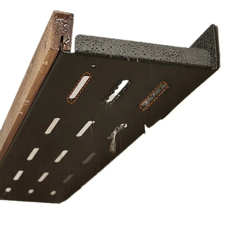 Drill-Free Metal & Wood Kitchen Wall Shelf