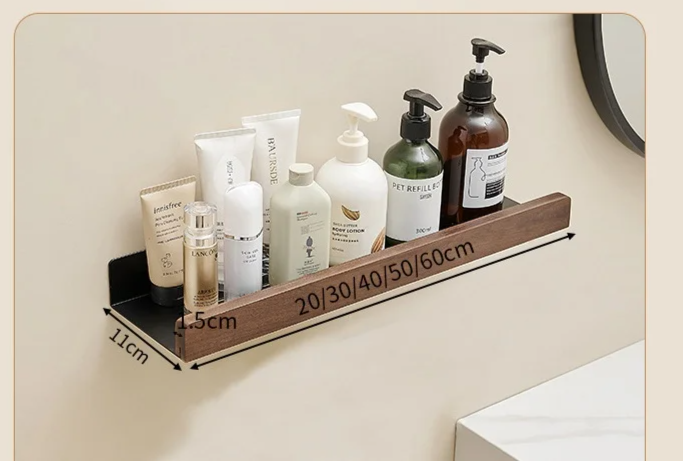 Drill-Free Metal & Wood Kitchen Wall Shelf