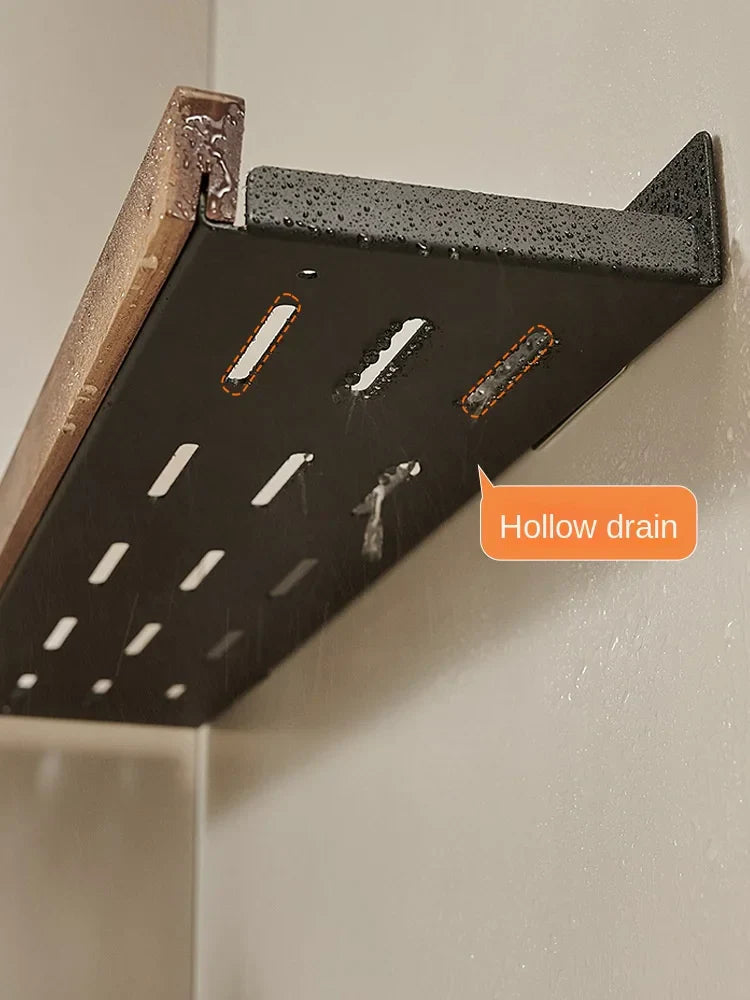 Drill-Free Metal & Wood Kitchen Wall Shelf