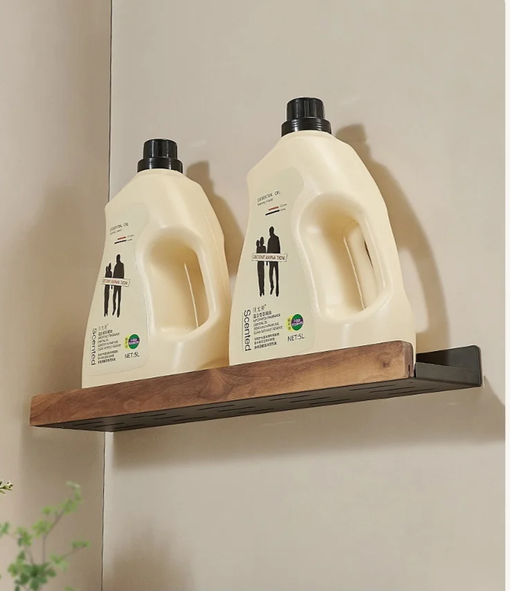 Drill-Free Metal & Wood Kitchen Wall Shelf