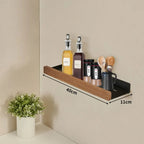 Drill-Free Metal & Wood Kitchen Wall Shelf