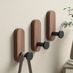 Drill-Free Self-Adhesive Walnut Wall Hooks