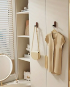 Drill-Free Self-Adhesive Walnut Wall Hooks